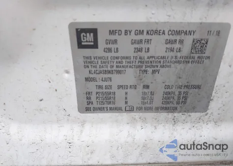 2019 Buick Encore Fwd Preferred z USA, uszkodzony, nr VIN KL4CJASB9KB799017